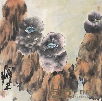 李魁正 牡丹争艳 镜心 68×68cm